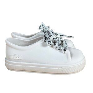 Mini Melissa Girl's White Rubber Lace Up Sneaker Size 8